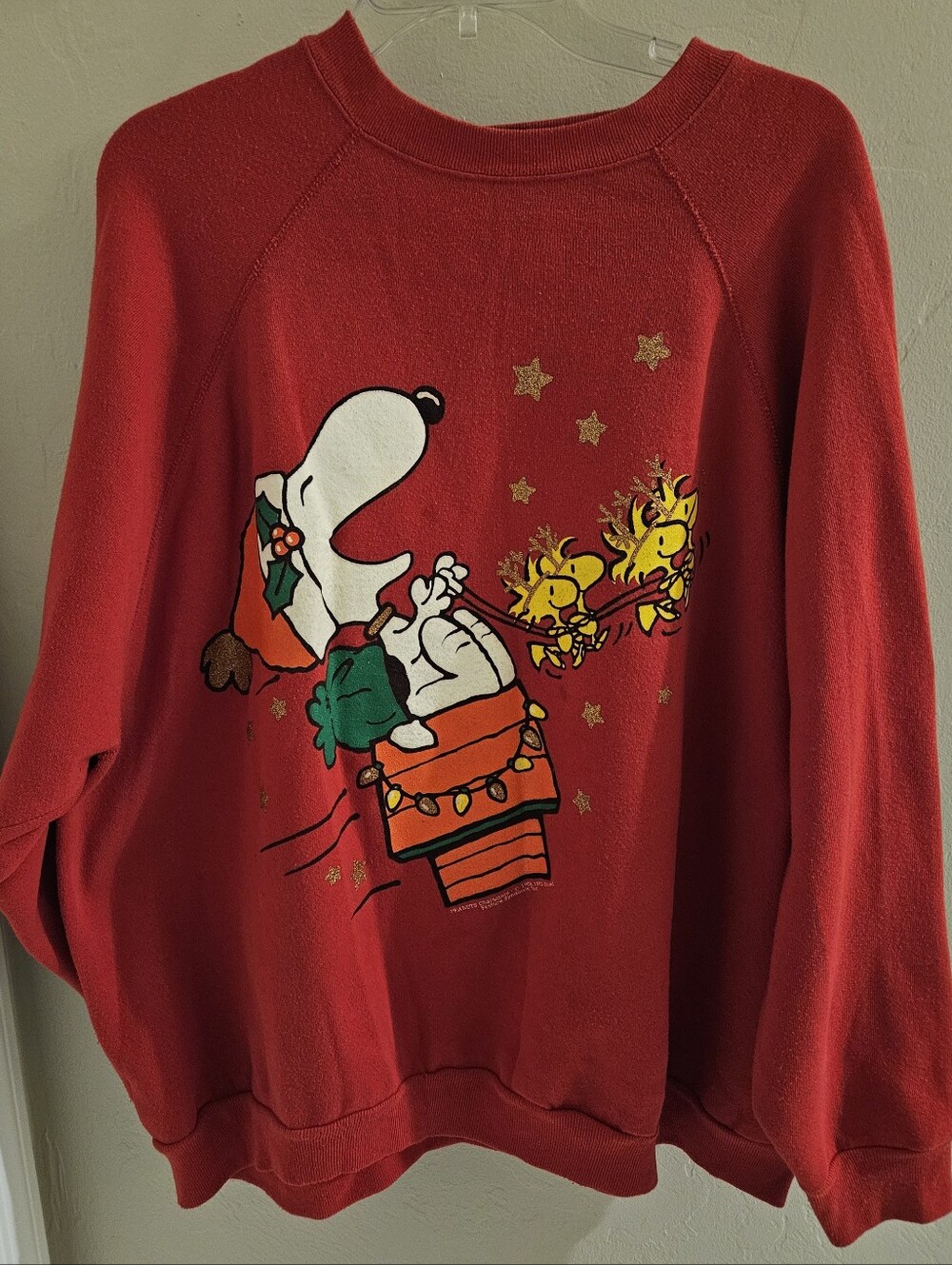 Vintage 90s Peanuts Snoopy & Woodstock Sweatshirt Christmas Holiday 3X USA Made